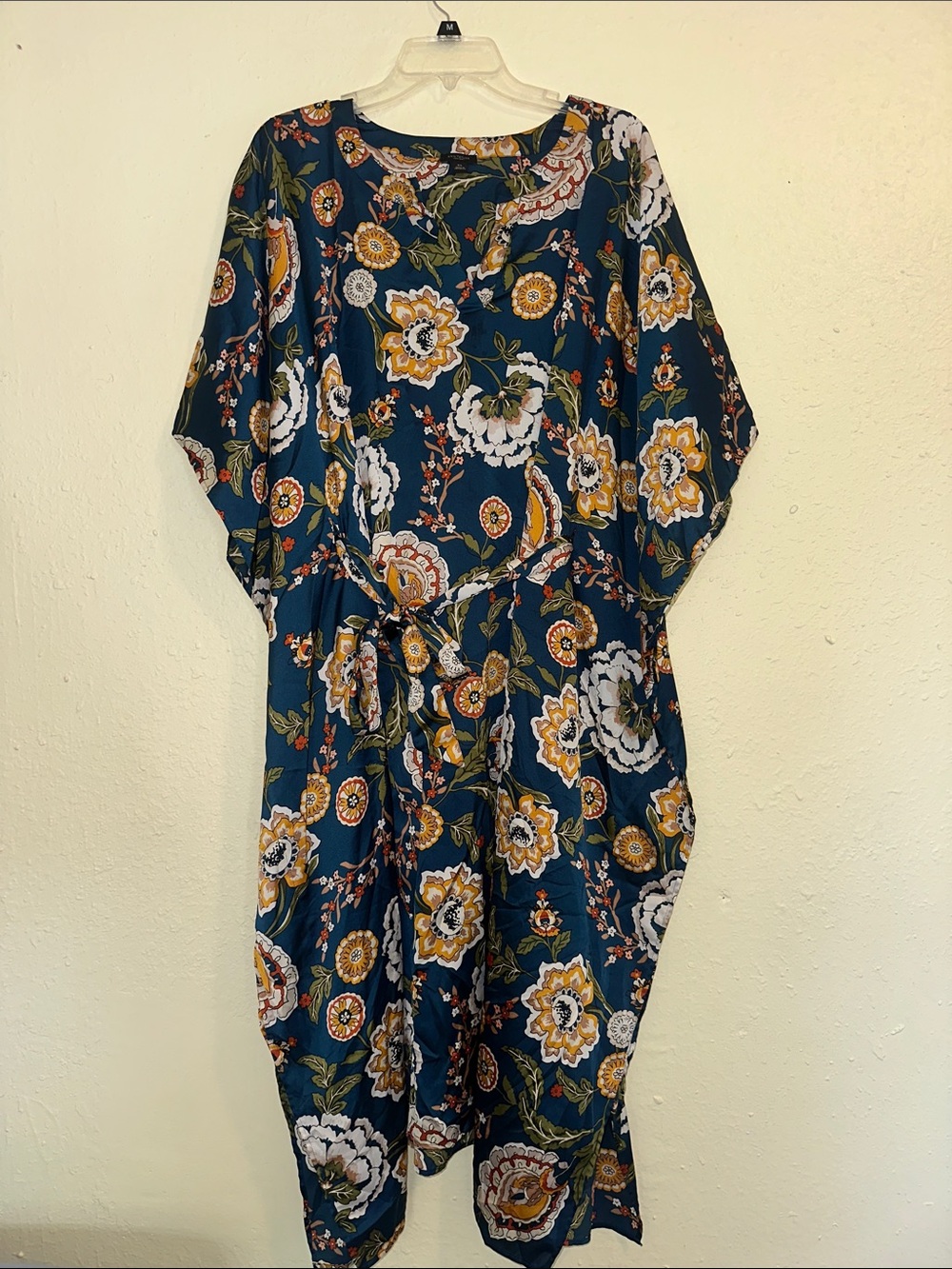 Ann Taylor Factory Navy Floral Tie-Front Casual Midi Dress EUC